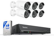 REOLINK 8CH 5MP Home Security Camera System, 6pcs Wired Outdoor PoE IP Cameras with Person/Vehicle/Pet Detection, 4K/8MP 8CH NVR with 2TB HDD for 24-7 Recording, RLK8-410B6-5MP