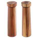 Navaris Salt and Pepper Mill Set - Adjustable Acacia Wood Salt and Pepper Grinders Shakers with Ceramic Grinding Core for Home, Restaurants - Design 1