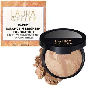 LAURA GELLER NEW YORK Award-Winning Baked Balance-n-Brighten Color Correcting Powder Foundation - Light - Buildable Light to Medium Coverage - Demi-Matte Natural Finish