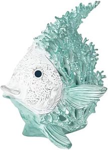 Corner Merchant Ocean Decor Coral Reef Angelfish Sculpture Beach Home Decor Coastal Coral Look Tabletop Collection 11 in x 10 in (Seafoam)