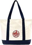 Large Trader Joe's Shopping Bag Tote Beach Bag Book Bag Cotton Canvas Embroided