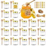 GIVAMEIHF 1.5oz Mini Glass Honey jars 20 pack,Small Hexagon Honey Jars with Dipper,Empty Glass Jars for Baby Shower Wedding Favors Party Favors