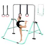 FINCOME Folding Gymnastics Bar with Gymnastic Rings Height Adjustable, Expandable Gymnastic Training Kip Bar Gymnastics Equipment for Junior Boys Girls Indoor and Home Training