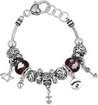 Zodiac Charm Bracelet Multi-Color Slide Metal Murano Beads Silvertone, Metal, no gemstone