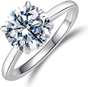 Elio Passero Engagement Rings for Women,925 Sterling Silver CZ Round Solitaire Engagement Ring with 18K Gold Plated,Promise Engagement Wedding Bands Couple Rings for Her 1.5/2/3/4/5CT, Gemstone, Cubic