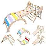 TOYMIS Toddler Climbing Frame, Kids Slide Indoor Gym Playset, Wooden Climbing Toys Folding Climbing Triangle Climbing Toys Outside for Boys And Girls to Climbing Sliding