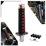 Ryanstar Katana Shift Knob Samurai Sword Gear Shifter Metal Weighted with Adapters Universal fit Compatible with 5 Speed or 6 Speed Toyota Mazda etc.(Black+Red)