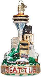 Old World Christmas Cities, Places and Landmarks Glass Blown Ornaments for Christmas Tree Seattle Skyline