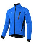 ARSUXEO Cycling Jacket Mens Winter Thermal Mountain Bike Jacket Softshell Coat for Waterproof and Windproof 16H blue L