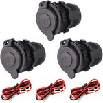 Draftor 3 Pack Cigarette Lighter Socket, 12V Waterproof Plugs for Car Motorcycle Marine ATV RV Lighter Sockets Power Outlet Socket Receptacle with Fuse & Wire