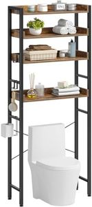 Rolanstar Over The Toilet Storage Rack, 4-Tier Bathroom Space Saver with Adjustable Shelves, Bathroom Organizer for Bathroom, Washroom, Rustic Brown
