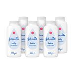 Johnson's Baby Powder, with Purified Talc, Designed for Delicate Skin, Leaves Babies' Skin Comfortable and Dry, 200 g x 6