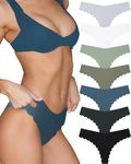 Levao Womens Seamless Thongs Underwear,No Show Ladies Stretch G-String Thong Multiple Pack