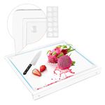 Daily Treasures Acrylic Cutting Board with Juice Groove, 5MM Thicker Clear Cutting Boards with Counter Lip, 12 Non-Slip Pads, (17"x13") Large Clear Chopping Boards for Kitchen Countertop Restaurant