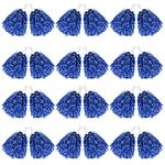 DILIBRA 24Pcs Metallic Cheerleading Pom Poms, Cheerleaders Cheer Pompoms with Baton Handle, Cheering Squad Hand Flower for Adults Team Spirit Sports Game Dancing Party (Blue)