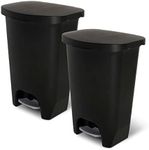 Glad 13 Gallon Trash Can, 2 Pack | Plastic Kitchen Waste Bin with Odor Protection of Lid | Hands Free with Step On Foot Pedal and Garbage Bag Rings, Black, 2 Count