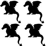 Pack of 4 Fantasy Dragon Silhouette Waterproof Decal - Car Bumper Sticker - Light Switch Sticker - Wall Decal - Dragon Gifts for Women - Dragon Gifts for Men (5cm x 4.5cm, Black)