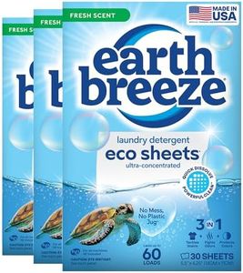 Earth Breeze Laundry Detergent Sheets - 90 Sheets - (3 Pack/30 Each) - 180 Loads - Concentrated Liquidless Laundry Soap - No Plastic Jug - Fresh Scent
