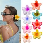 Yimomoyi 8 Pcs Hawaiian Plumeria Flower Claw Clips, Non Slip Flower Hair Clips, Flower Claw Clip for Thin/Medium Thick Hair Strong Hold Hawaiian Flower Hair Clip for Women and Girls