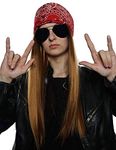 ALLAURA 80s Rocker Wig 3pc Set + Bandana + Sunglasses Mens 80s Rockstar Wigs | 80s Rock Costume 90s Punk Rock | Rocker Wigs Men for Axel, Bret, Slash Heavy Metal — Compatible with Axel Rose Costume