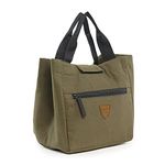 ENSULATOR Lunch Bag Insulated Organic Canvas Snacks Tiffin Organizer with Pocket for Tissues & Pickel for Women Men Adults Office Work Picnic Hiking | ArmyGreen