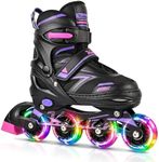 Kuxuan Adjustable Illuminating Inline Skates for Kids Ages 5-8 8-12, Fun Beginner Roller Skates Blades with Full Light Up Wheels, Outdoor Skates for Boys Girls Youth Adult