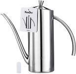 Stainless Oil Bottle, KSENDALO 24oz Drip Free Olive Oil Dispenser Bottle, Everyday-use Stainless Oil Can Raise Up Your Cooking Time, Silver