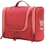 Bago Travel Toiletry Bag for Women and Men - Large Waterproof Hanging Large Toiletry Bag for Bathroom and Travel Bag for Toiletries Organizer -Travel Makeup Bag (Red)