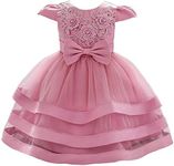 Lito Angels Baby Girls Flower Girl Bridesmaid Dress Wedding Party Embroidered Floral Elegant Ball Gown Age 6-12 Months Dusty Rose 424 (Tag Number 70)