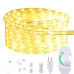 24M/80ft Dimmable LED Rope Light, Cuttable Waterproof Indoor Outdoor Clear Tube Light Rope, 864 Warm White LEDs 110V 3000K Flexible Soft Connectable for Patio Balcony Garden House Christmas Decor