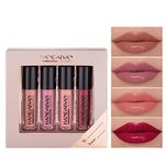 GL-Turelifes 4 Pcs Matte Lipsticks Velvety Liquid Lipstick Set Waterproof Long Lasting Lip Gloss Kit Smoothing Non-stick Cup Sexy Colors Lip Glaze with Gift Box (Set1 (Moist))