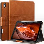 AUAUA Leather Case for iPad Air 11 inch M2 (2024), iPad Air 5th/4th Generation (2022/2020 10.9-Inch) with Apple Pencil Holder, Auto Sleep/Wake, Adjustable Angle (Brown)