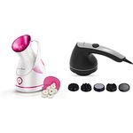 HealthSense Nano-Cure Fs 550 Facial Steamer & Medical Steam Inhaler Vaporizer With Nano-Ionic Technology & Toner-Pro Hm 210 Electric Handheld Percussion Body Massager