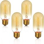 B4U E27 Vintage Edison Light Bulb 40W, 4 Pack Dimmable Decorative Filament Tube T45 Bulbs, 2700K, 230V