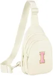 Viverte Birthday Gifts for 4 5 6 7 8 9 10 11 12 13 Year Old Girls Initial Sling Bag Fanny Pack Personalized Trendy Stuff for Teen Girls Daughter Sister (Beige-I)