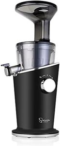 Sana 848 Easy Clean Vertical Juicer - Low Speed 43 RPM - Quiet - 15 Year Warranty Carrots Celery Wheatgrass Greens (Matte Black)