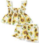 Renotemy Infant Baby Girl Clothes Summer Toddler Girl Outfits Short Sleeve Short Sets Cute Baby Clothes For Girl 3months-3T, Sunflower, 3-6 Months