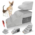 Masthome Dog Stairs, 5-Step Non-Slip Dog Steps for Bed Sofa Couch, High Density Foam Pet Stairs with Removable Washable Cover for Small Dogs Cats and Elder Pets, 2/3/5 Steps, 80x40x60cm