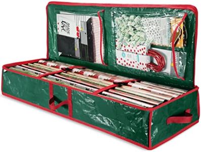 ZOBER Wrapping Paper Organizer Storage - 40 Inch Gift Wrapping Paper Storage W/Interior Pockets - Fits 24 Standard Rolls of Wrapping Paper, Bows, and Ribbons