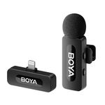 BOYA BY-V1 Wireless Lavalier Microphone for iPhone, Mobile Phone Microphone iPhone Wireless, 100m Range, Mini Lapel Mic for Podcast, Video, Vlog, YouTube, TikTok