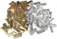 SourceTon 80 Pieces Word Charms Pendants, Engraved Motivational Charms with Split Rings for DIY Necklaces, Bracelets, Bangles, Key Chains (Gold + Silver), Alloy (Gold and Silver), alloy