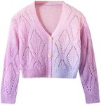 GORGLITTER Girl's Button Down Colorful Cardigan Sweater Long Sleeve Casual Knit Outwear Red Violet 6Y