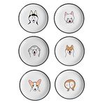 Bicuzat Funny Dogs Head and Butt Pattern Ceramic Sauce Dishes, Seasoning Dishes, Sushi Soy Dipping Bowls, Appetizer Plates, Dessert Plates, Little Cat Bird Feeding Bowls, Set of 6-Dogs-5 Inch