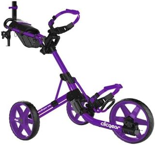 Clicgear Model 4.0 Golf Push Cart, 3-Wheel Foldable Walking Golf Cart (Purple)