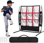 BAGAIL Baseball and Softball Pitching Net, 9 Pocket Pitching Net, Portable Pitching Target Net for Backyard with Carry Bag - Black