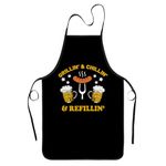 Black Grill Apron For Men Women Cooking Kitchen Aprons BBQ Aprons Waterproof Adjustable Length Oil Proof Chef Cooking Gift