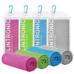 flintronic Cooling Towel 4 Pack (40"x12"), Cooling Cold Towels for Neck, Quick Dry Golf Towel for Instant Relief, Soft Breathable Sweat Towel, Microfibre Fitness Towel for Travel, Hiking, Gym, Yoga