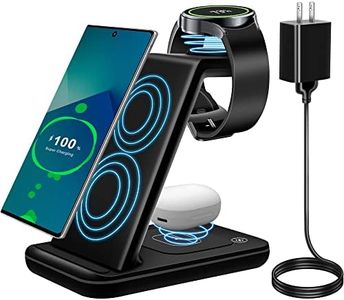 Wireless Charger for Samsung, 3 in 1 Fast Charging Station for Samsung Galaxy S23/S22/S21/S20/S10/Note 20/10, Wireless Charging Stand for Galaxy Watch5/Pro/4/Active 2/1, Buds/Buds+/Pro/Live/Buds2