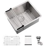 Stainless Steel Undermount Utility Sink-Hovheir 24"x19"x12" Deep Undermount Stainless Steel Laundry Sink Undermount Kitchen Sink 16 Gauge Single Bowl Laundry Room Sink Outdoor Sink