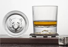 Melbify Wolf Whiskey Glass| Set of 2 | Animal Whiskey Glass| Premium | Unique| Big| Broad | Old Fashioned Whiskey Glass|Round Whiskey Glass with Thick Bottom| 300ml